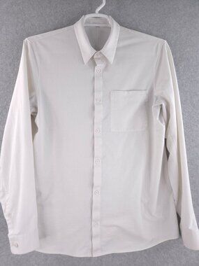 Lululemon Commission Shirt Mens Large Pique Knit Stretch Button Long Sleeve Tech